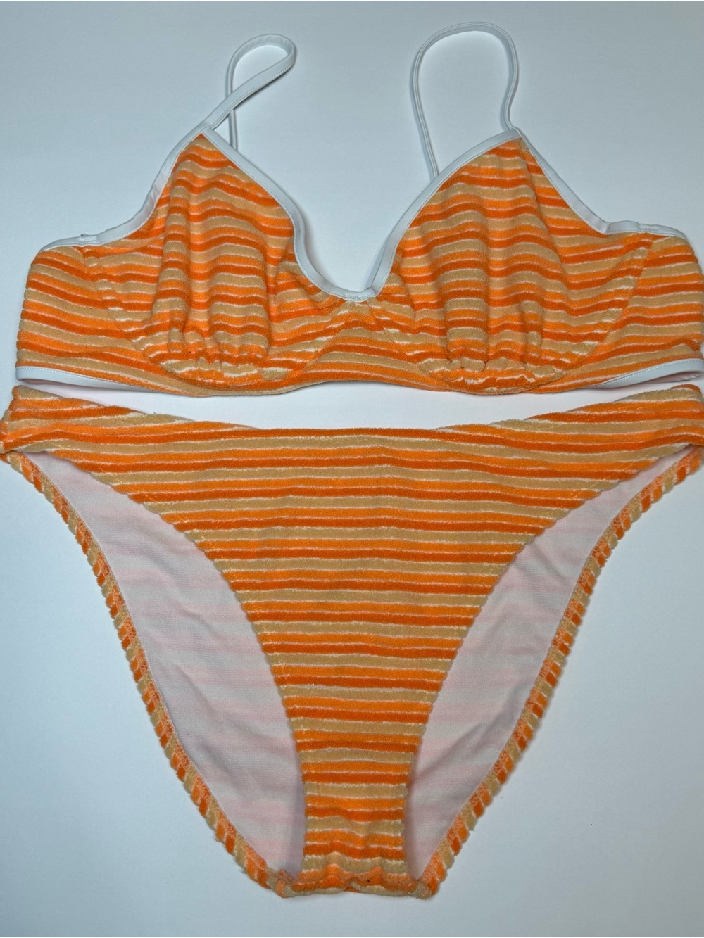 No Boundaries Striped Bralette‎ Bikini Set Orange XL Juniors Women swimsuit